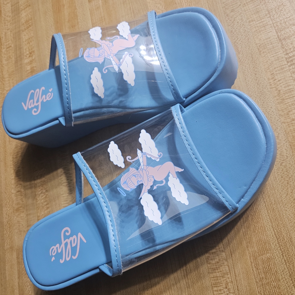 Valfré Blue Slide Sandals with Angel Design
